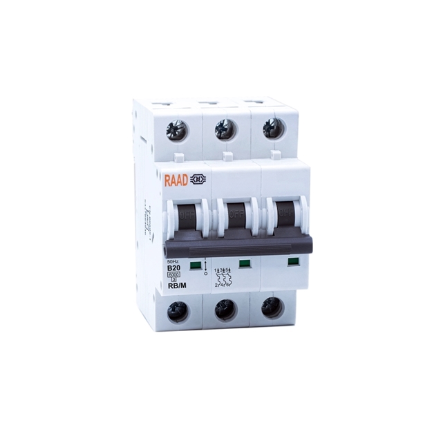 Raad AC Miniature Circuit Breaker Model RB/M-3P B20A-6kA