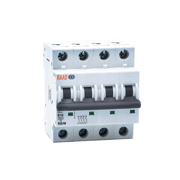 Raad AC Miniature Circuit Breaker Model RB/M-4P B10A-6kA