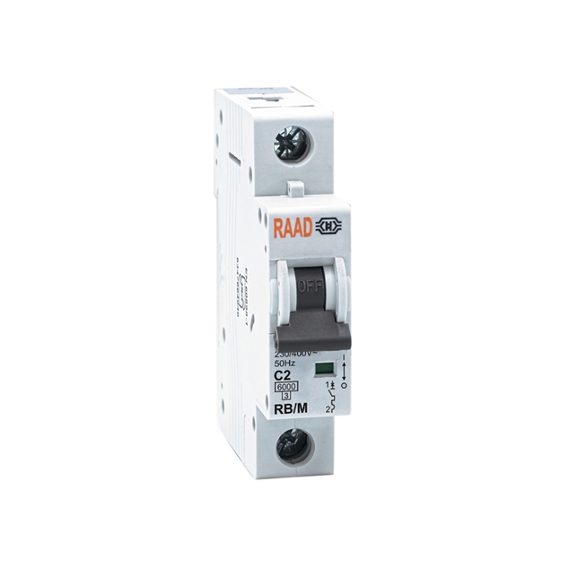 Raad AC Miniature Circuit Breaker Model RB/M-1P C2A-6kA