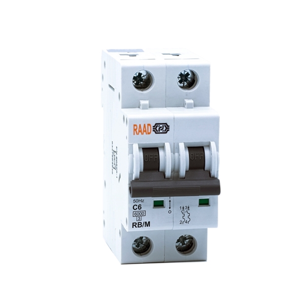 Raad AC Miniature Circuit Breaker Model RB/M-2P C6A-6kA