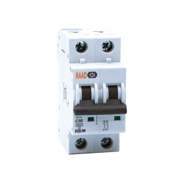 Raad AC Miniature Circuit Breaker Model RB/M-2P C50A-6kA