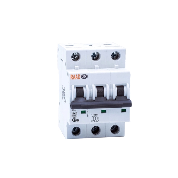 Raad AC Miniature Circuit Breaker Model RB/M-3P C25A-6kA