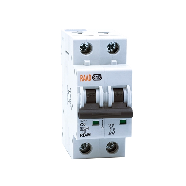 Raad AC Miniature Circuit Breaker Model RB/M-2P C6A-10kA