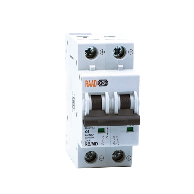 Raad DC Miniature Circuit Breaker Model RB/MD-2P C6A-10kA