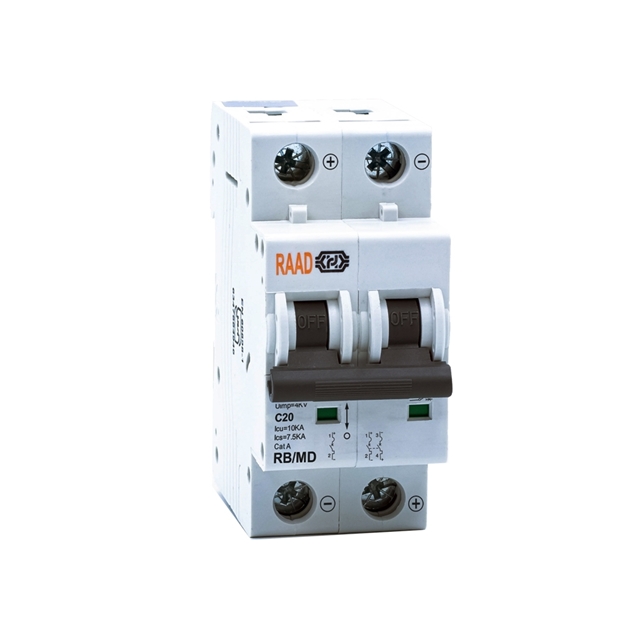 Raad DC Miniature Circuit Breaker Model RB/MD-2P C20A-10kA