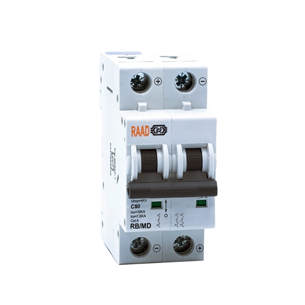 Raad DC Miniature Circuit Breaker Model RB/MD-2P C50A-10kA