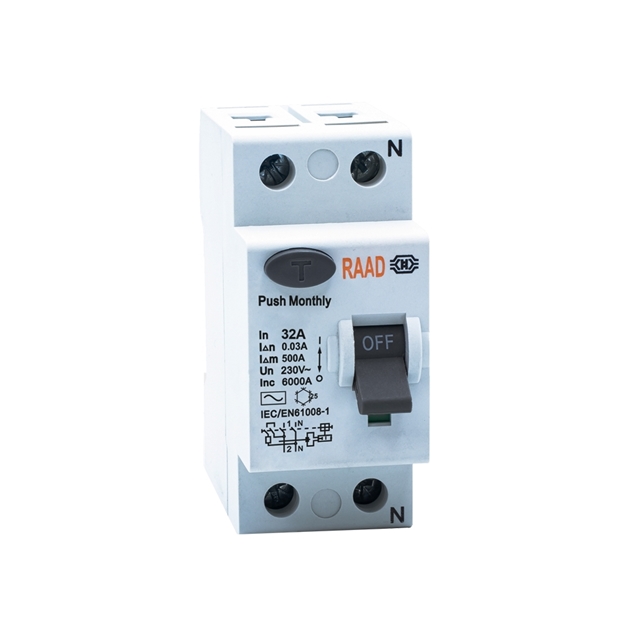 RAAD RESIDUAL CURRENT CIRCUIT BREAKER MODEL RBRC-2P-32A-6kA