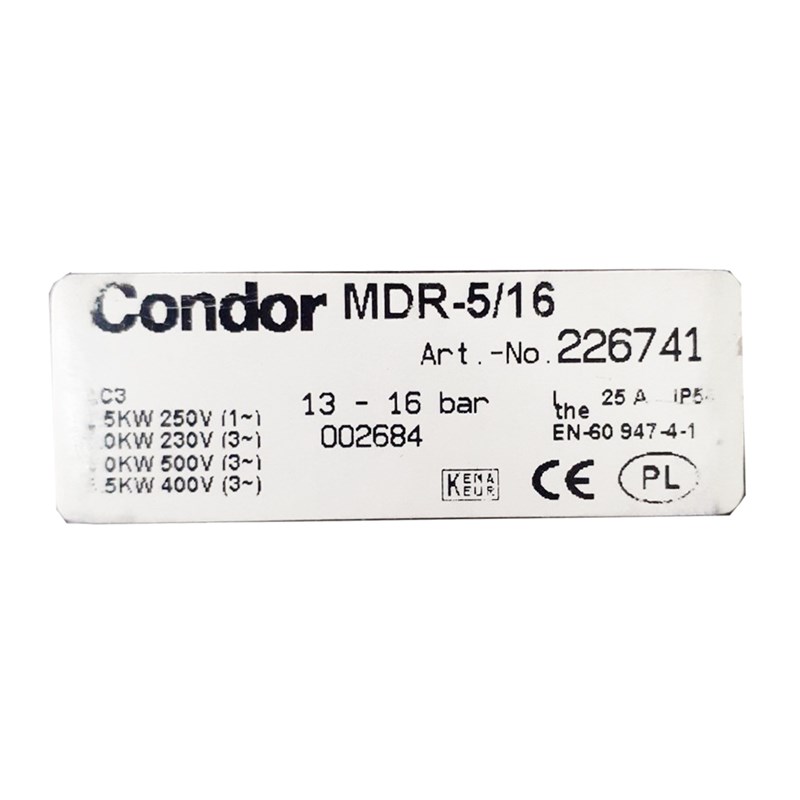 پرشر سوئیچ کندر(Condor) مدل MDR 5/16